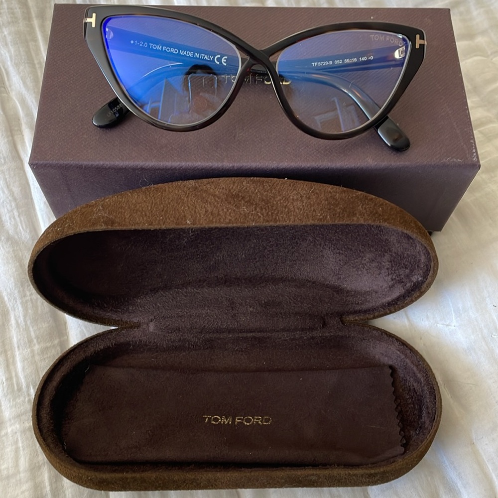 Tom Ford Full Presentation BNIB Cateye Blue Block glasses frames sunglasses - Picture 4 of 8